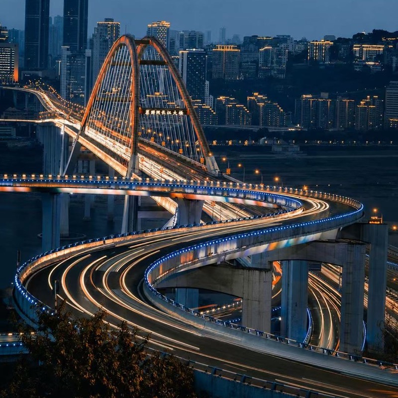 Chongqing's illuminated bridges and roads