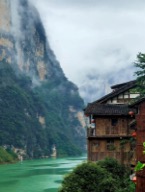 Gongtan's stilted houses beside the Wu River